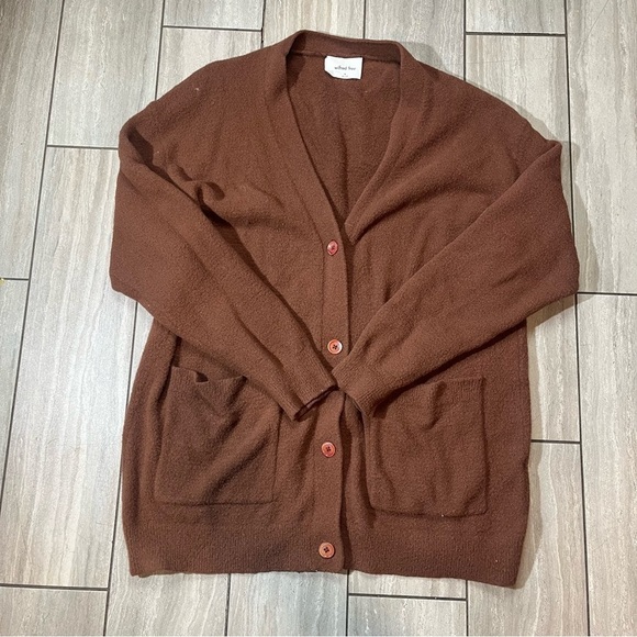 Wilfred Free Women's Medium Cardigan Brown Buttoned Pockets Sweater Soft Comfort - Picture 1 of 6